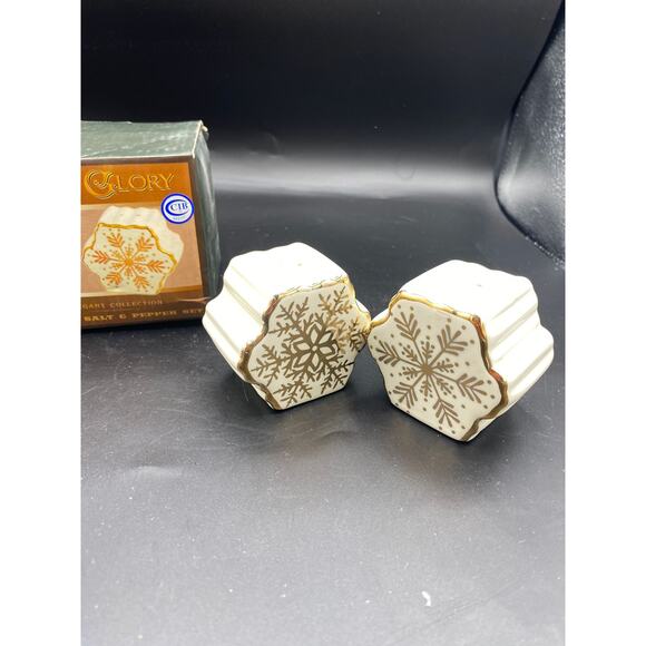 Vtg Season of glory elegant collection Salt & Pepper Shaker Set gold accent - Picture 2 of 6